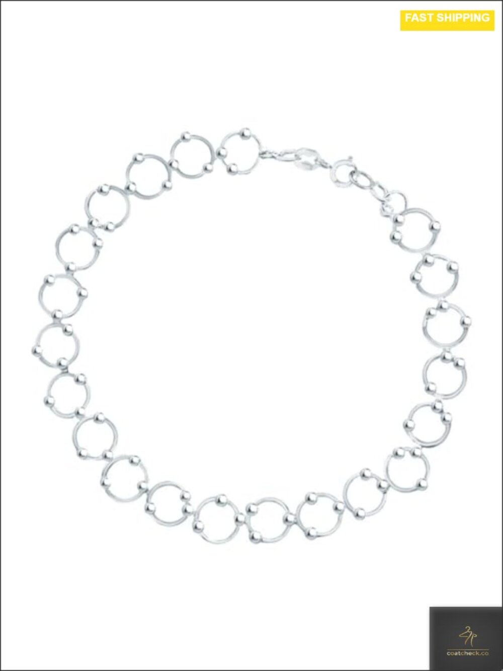 925 Sterling Silver Beaded Circle Link Bracelet Anklet Gift